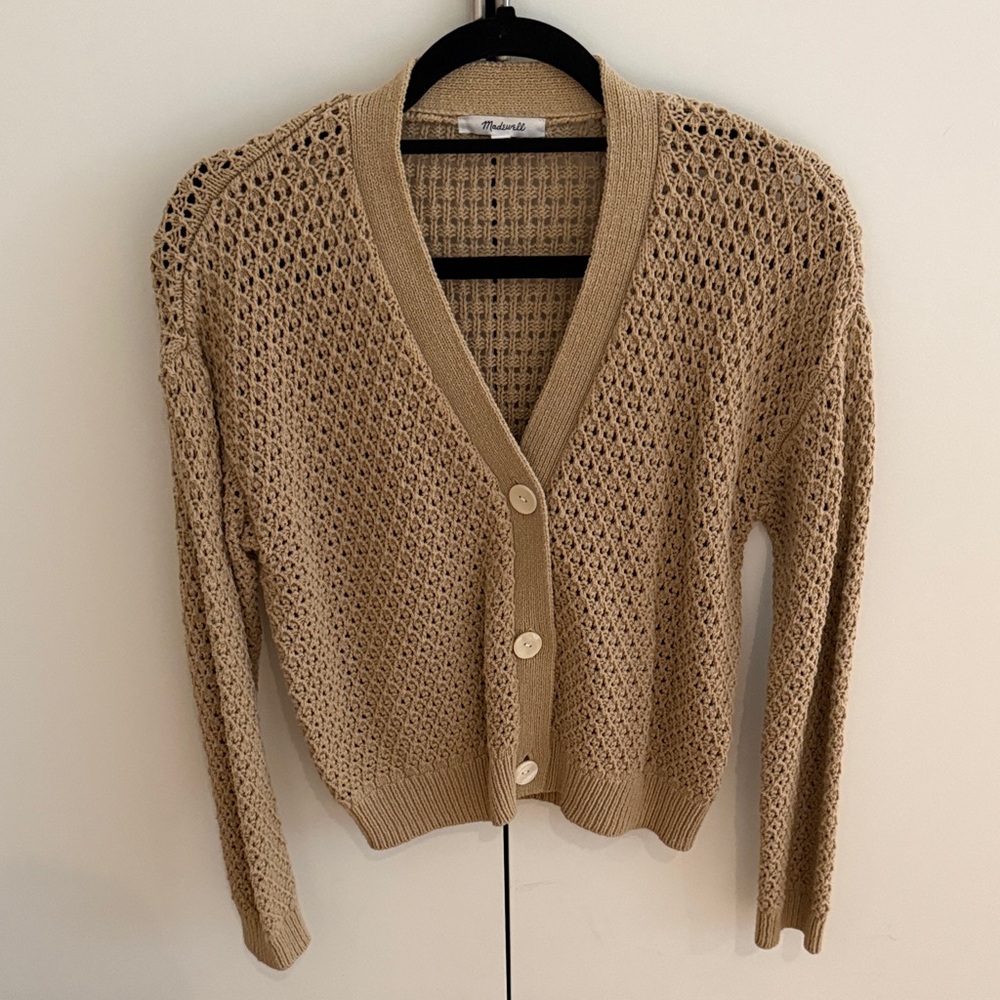 Madewell Tan Open-Knit Cardigan